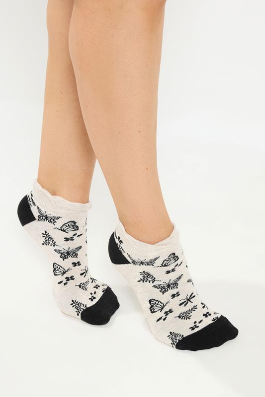 YOURSET 4 PACK Curve Black Butterfly Liner Socks