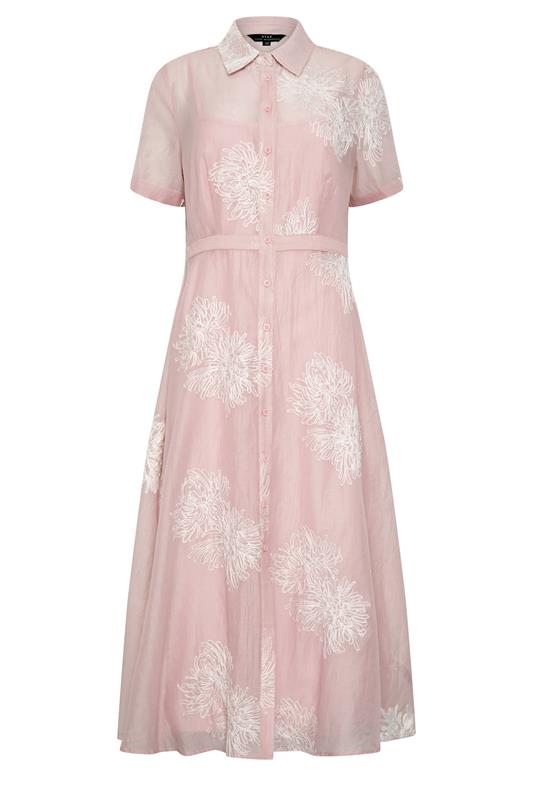  STAR vestido camisero rosa bordado