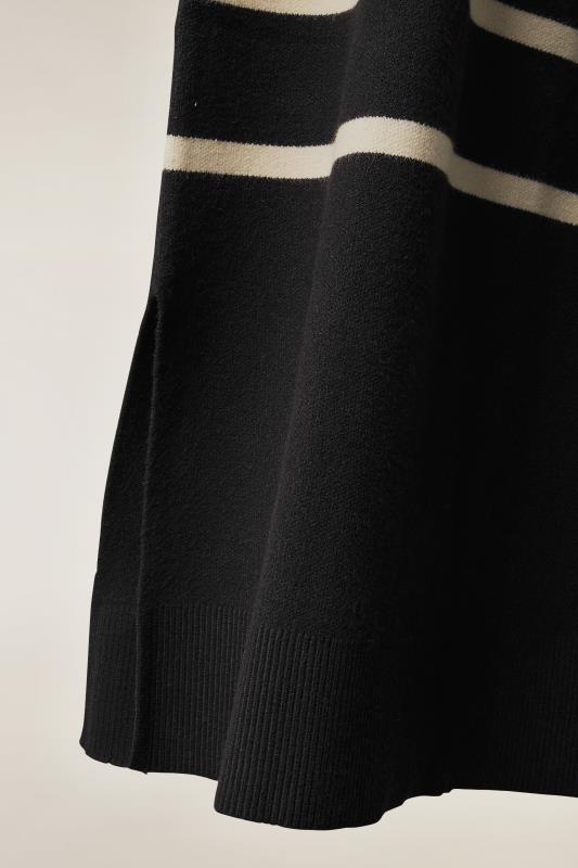 EVANS Plus Size Black & Ivory White Striped Knitted Jumper Dress | Evans 7