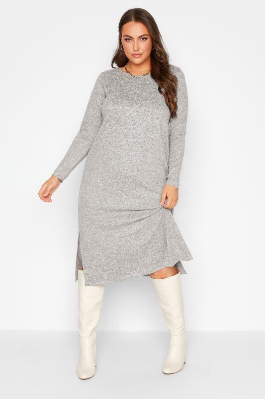  Grande Taille Curve Grey Knitted Jumper Dress