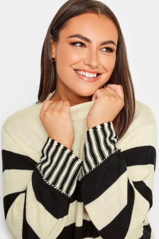 YOURS Plus Size White & Black Stripe Turtle Neck Knitted Jumper | Yours Clothing  6