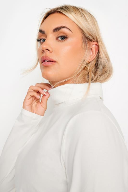 YOURS Plus Size White Long Sleeve Turtle Neck Top | Yours Clothing 4