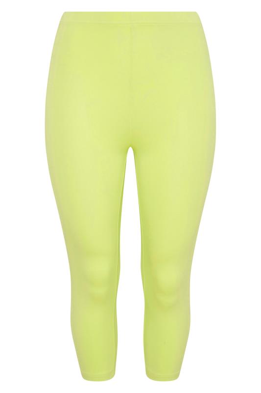 YOURS FOR GOOD Plus Size Lime Green Cropped Leggings | Yours Clothing 3