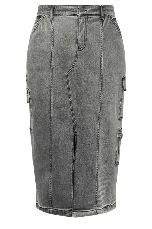 YOURS Plus Size Grey Zip Pocket Maxi Skirt | Yours Clothing 7