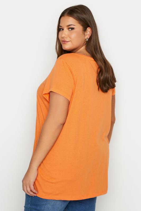Curve Bright Orange Short Sleeve Basic T-Shirt 3