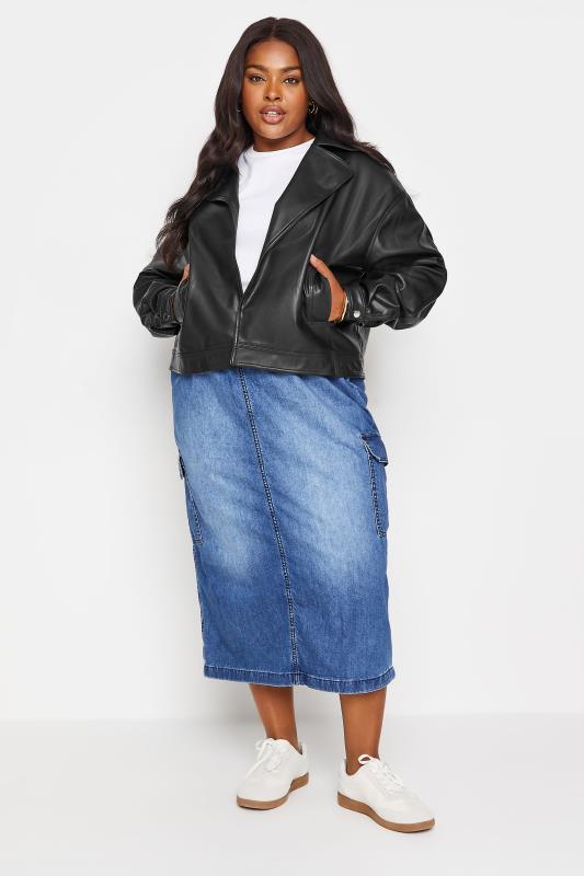YOURS Plus Size Black Faux Leather Biker Jacket | Yours Clothing 2