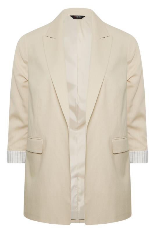 YOURS Plus Size Beige Brown Linen Tailored Blazer | Yours Clothing 7
