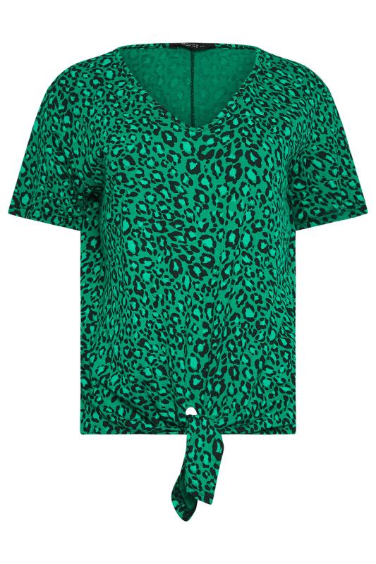 M&Co Green Leopard Print Tie Detail T-Shirt | M&Co  6