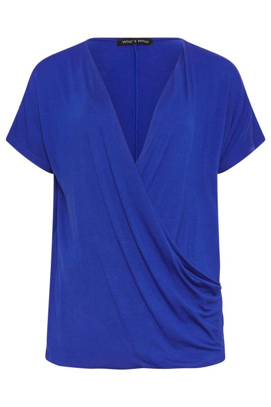 LTS Tall Women's Blue Short Sleeve Wrap Top | Long Tall Sally 5