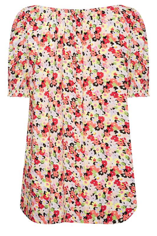 YOURS Curve Plus Size White & Red Floral Gypsy Top | Yours Clothing  7
