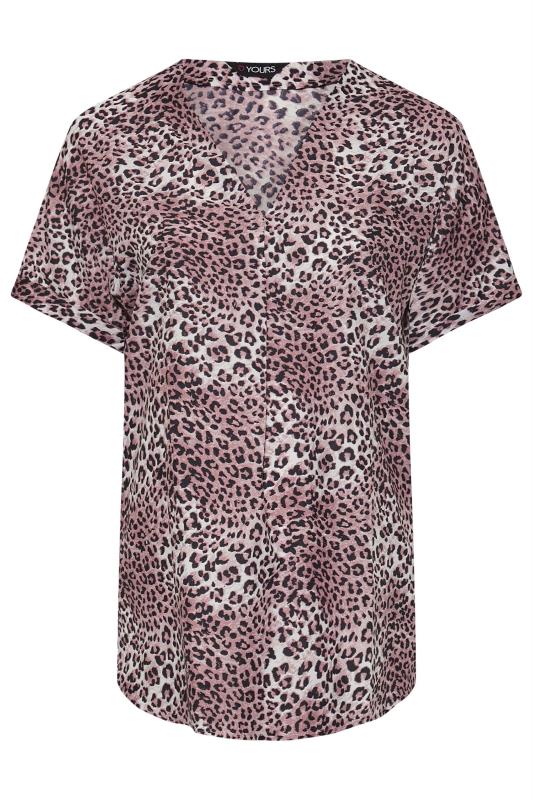 Plus Size Purple Leopard Print Pleat Front V-Neck Top | Yours Clothing 6