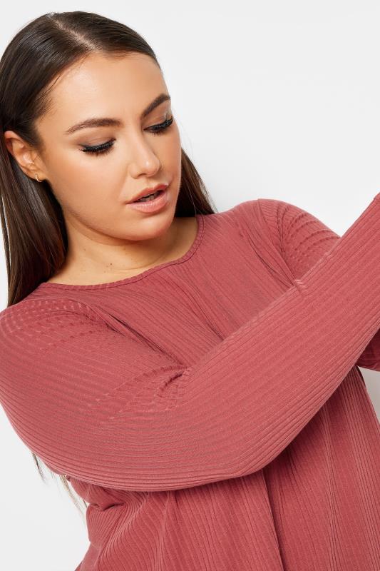 YOURS Plus Size Red Ribbed Swing T-Shirt | Yours Clothing 4