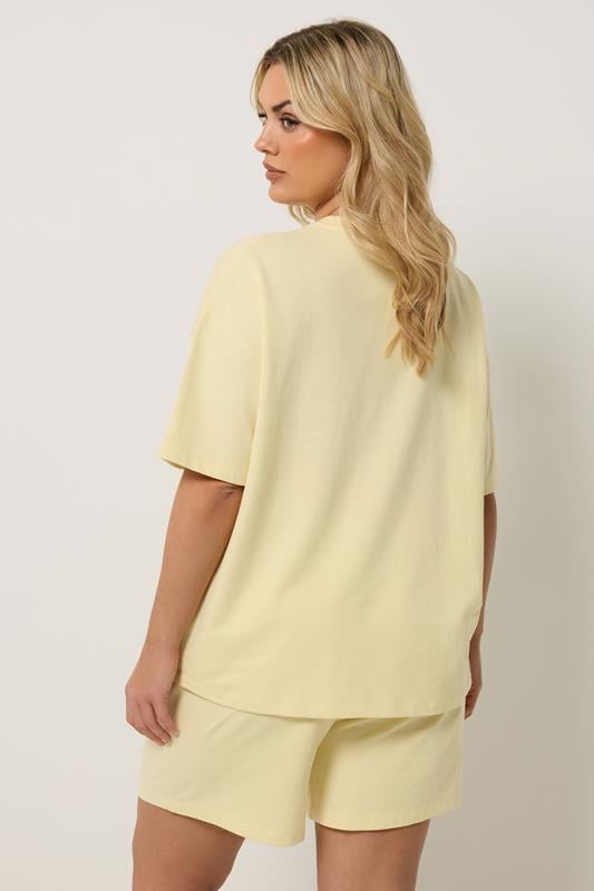 YOURS Plus Size Yellow Sweat T-Shirt & Short Set | Yours Clothing 4