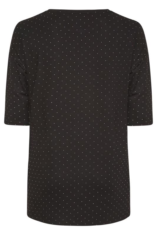 Plus Size Black Stud Embellished T-Shirt | Yours Clothing  6
