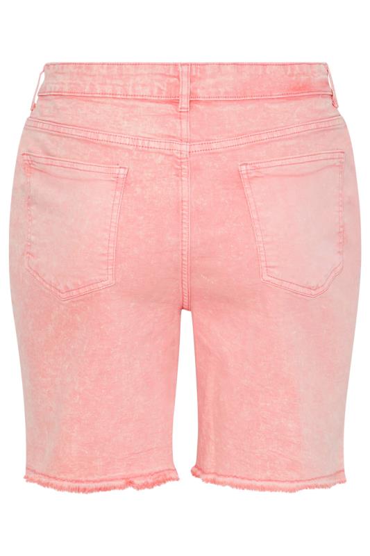 Curve Pink Acid Wash Mom Shorts 6