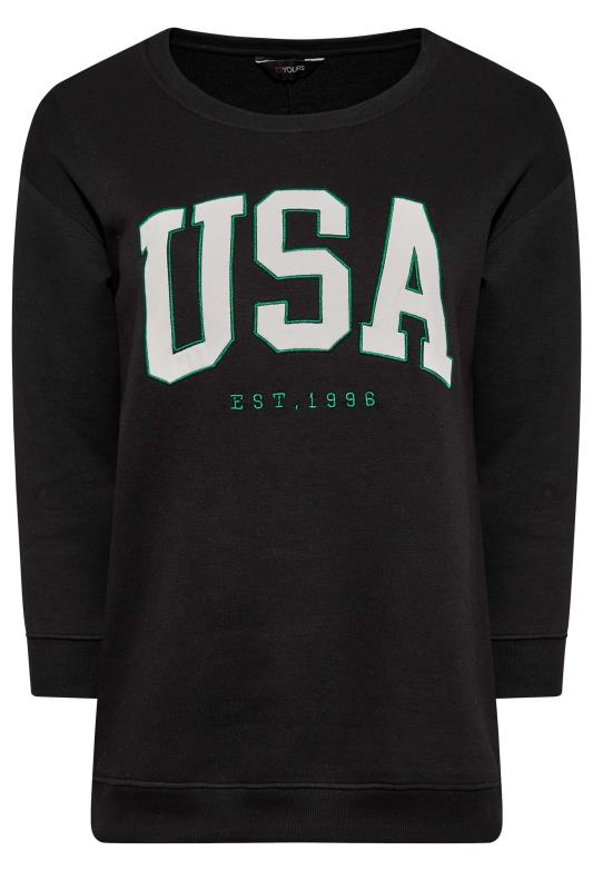 Plus Size Black 'USA' Slogan Sweatshirt | Yours Clothing 6
