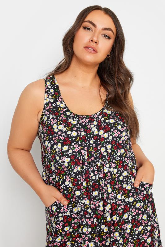 YOURS Plus Size Black Ditsy Floral Pocket Dress | Yours Clothing 4