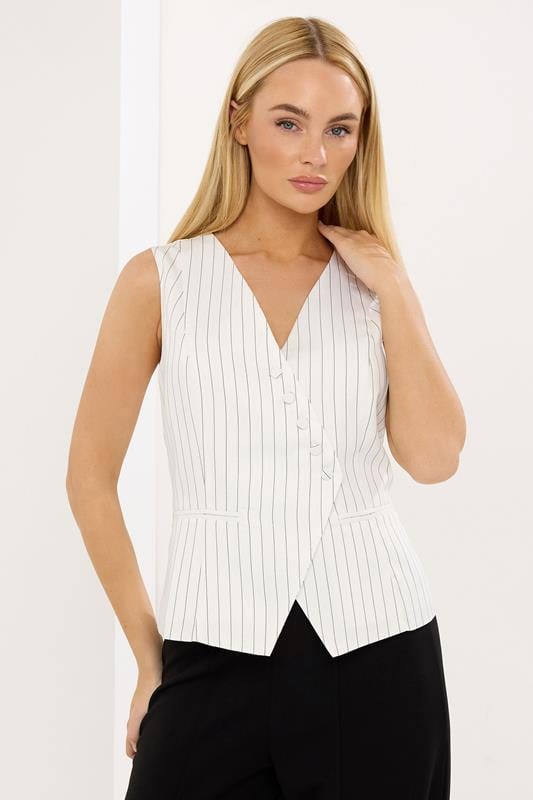  STAR witte gilet met krijtstreep