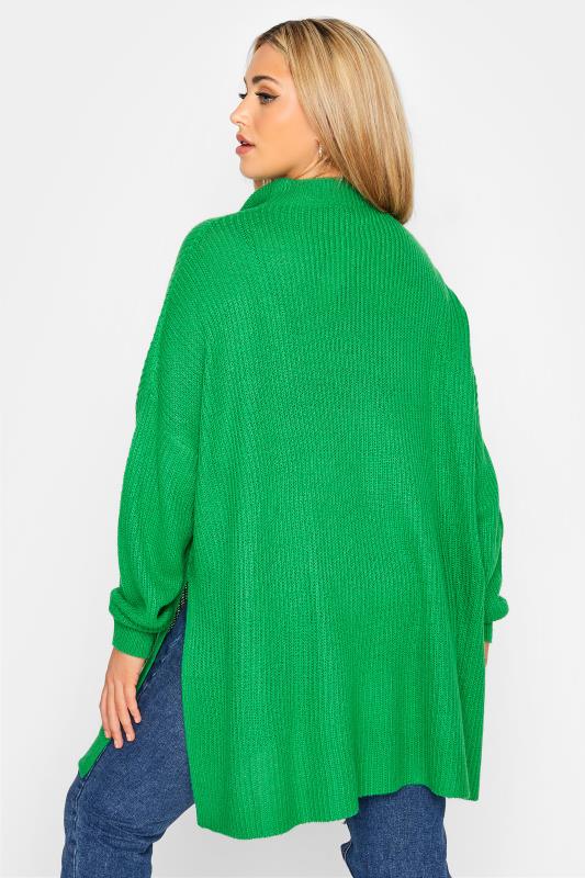 Plus Size Curve Green Quarter Zip Knitted Jumper | Yours Clothing 3