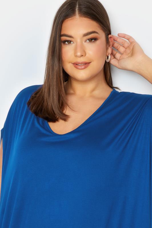 YOURS Plus Size Cobalt Blue Double Layered Midi Dress | Yours Clothing 4