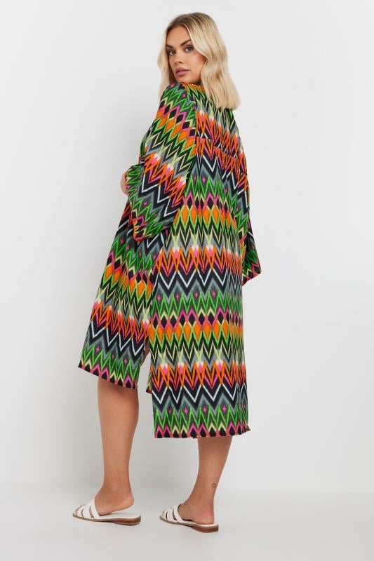  Grande Taille YOURS Curve Green Zig Zag Print Beach Kimono