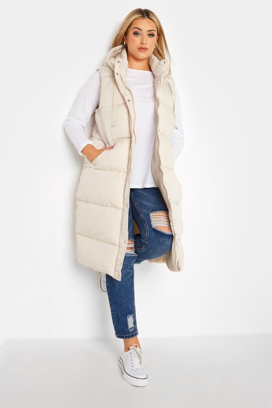 Plus Size Cream Maxi Panelled Puffer Gilet | Yours Clothing 3