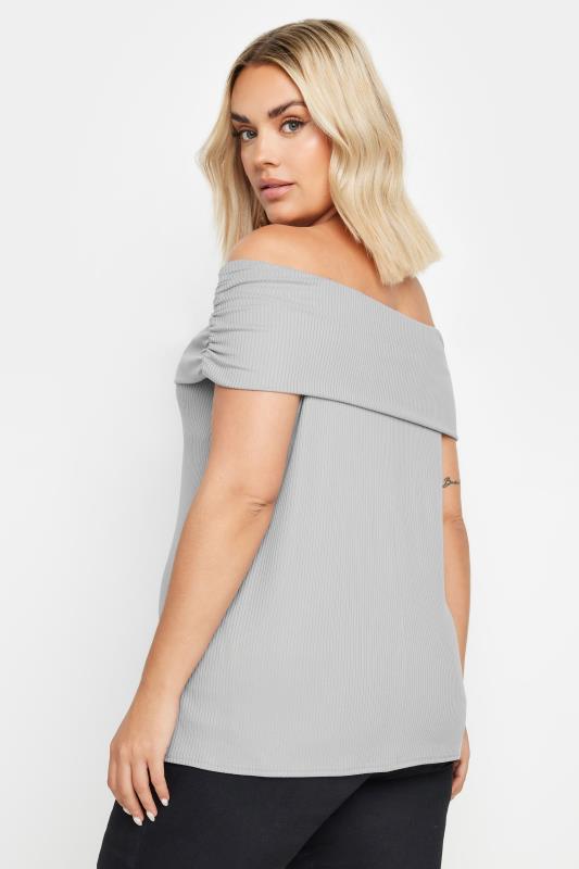 LIMITED COLLECTION Plus Size Grey Bardot Top | Yours Clothing 3