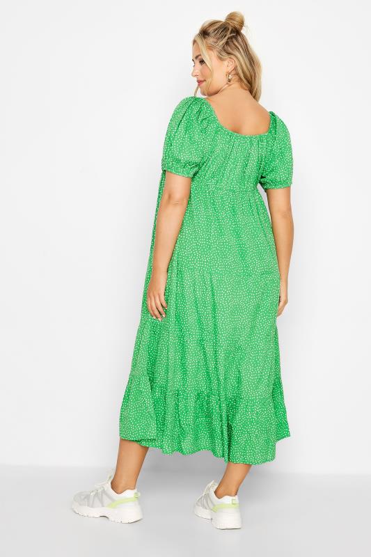 LIMITED COLLECTION Curve Green Spot Print Square Neck Dress 3