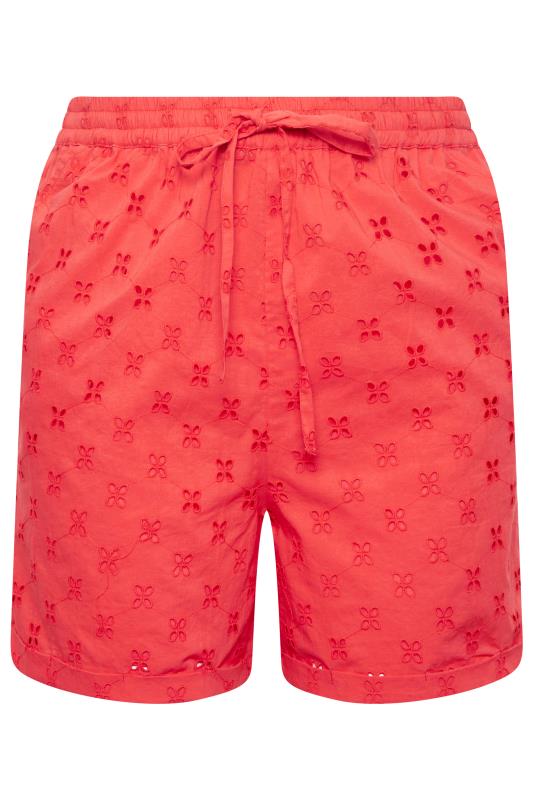 LIMITED COLLECTION Plus Size Coral Orange Broderie Anglaise Shorts | Yours Clothing 7