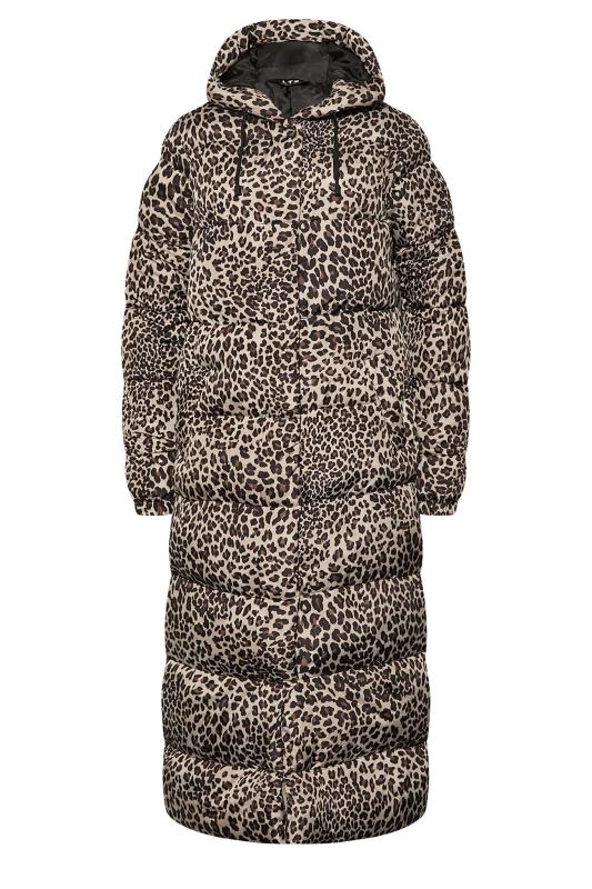 LTS Tall Womens Beige Brown Animal Print Longline Puffer Coat | Long Tall Sally 6