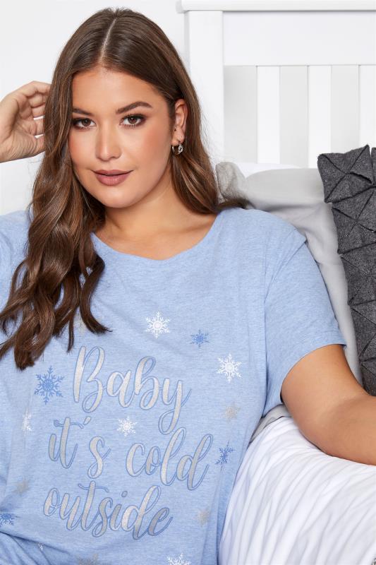 Curve Blue 'Baby It's Cold Outside' Sparkle Snowflake Nightdress 4