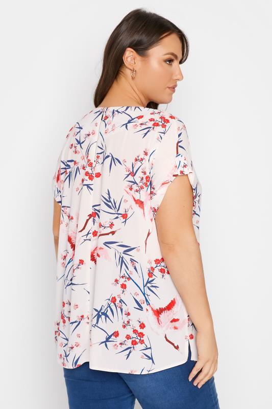 Plus Size Pink Floral Grown On Sleeve Top | Yours Clothing 3