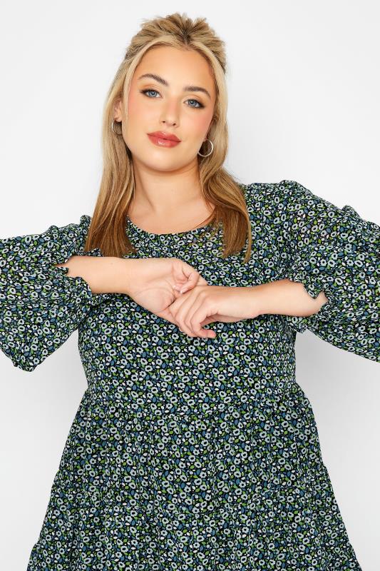 Plus Size LIMITED COLLECTION Green Ditsy Smock Tunic Top | Yours Clothing 3