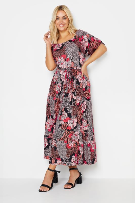 YOURS Plus Size Pink Floral Print Tiered Maxi Dress | Yours Clothing 3