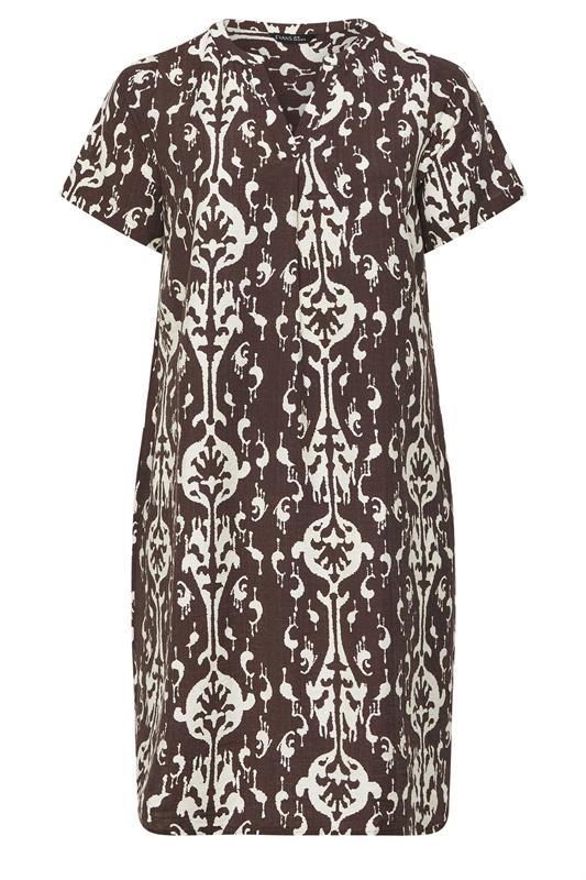 EVANS Plus Size Chocolate Brown Abstract Print Midi Shift Dress | Evans  5