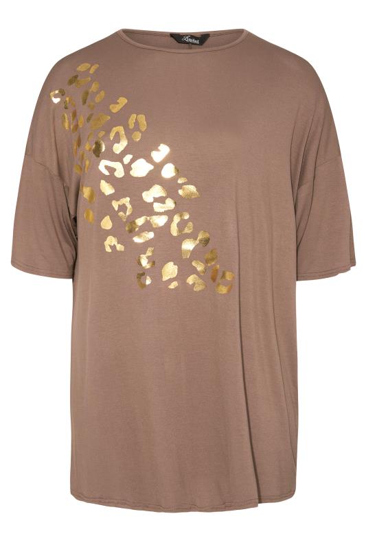 LIMITED COLLECTION Mocha Foil Leopard Print Oversized Tee_F.jpg
