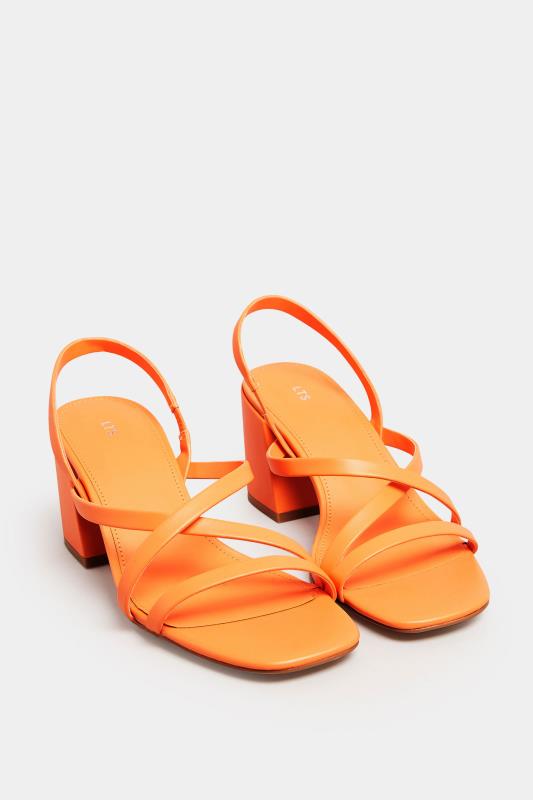 LTS Orange Cross Over Strap Block Heel Sandals In Standard Fit | Long Tall Sally 2