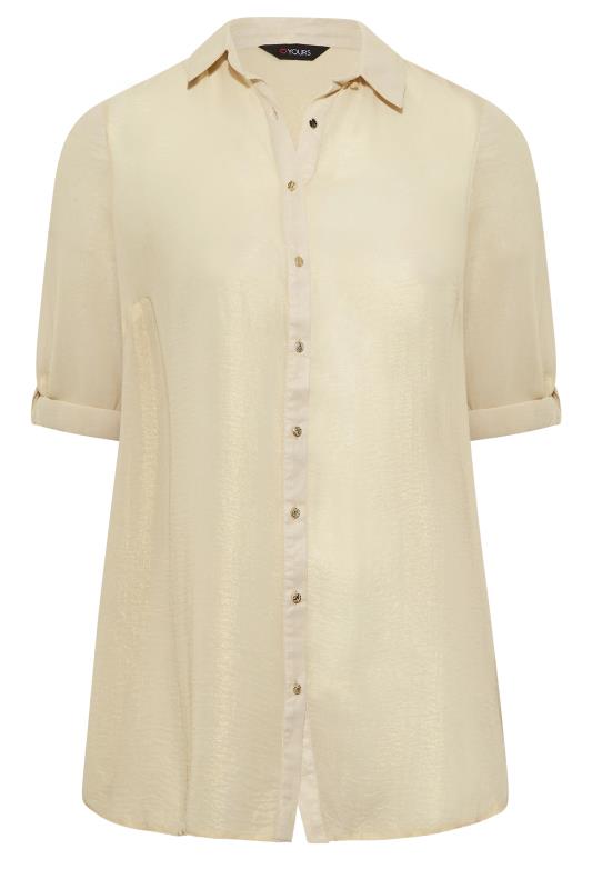 Curve Plus Size Nude Sheer Shimmer Button Up Shirt | Yours Clothing  6
