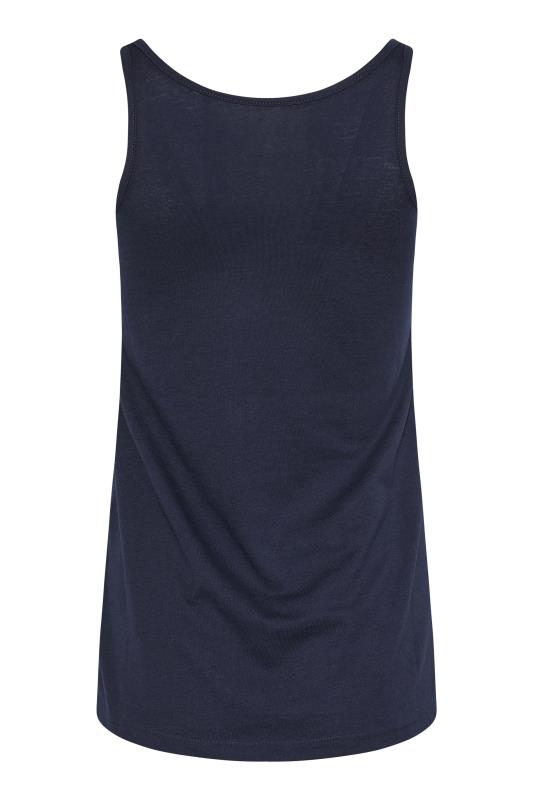 Petite Navy Blue Dipped Hem Vest Top | PixieGirl 7