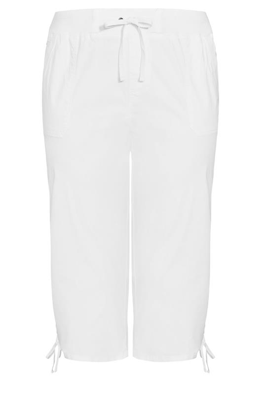Evans White Cool Cotton Cropped Trousers 5