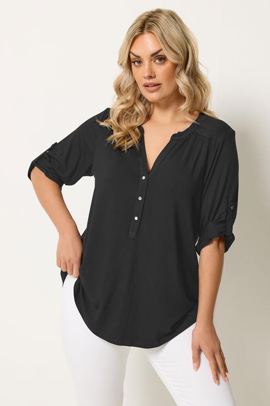  YOURS Curve Black Placket Shirt
