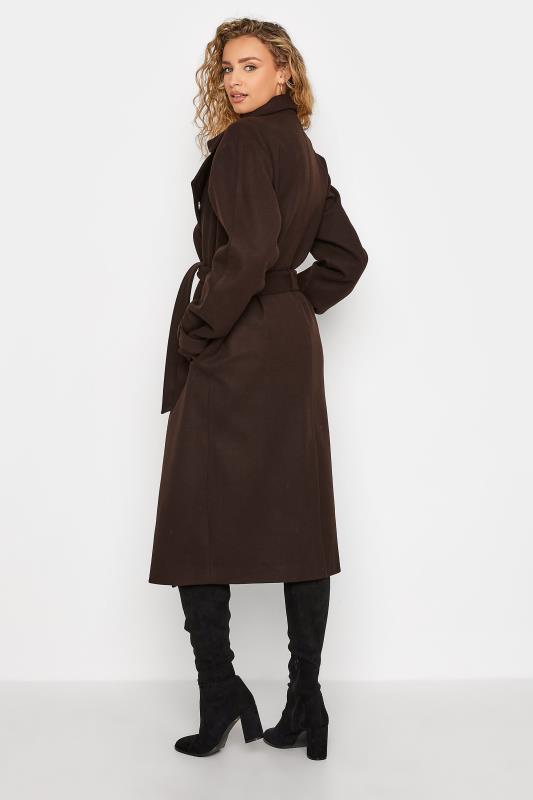 LTS Tall Chocolate Brown Formal Trench Coat 3