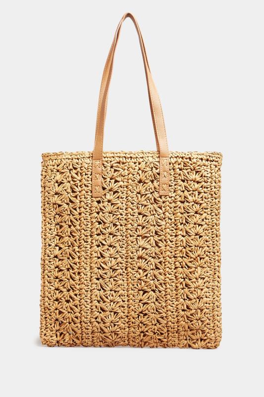 Beige Brown Straw Tote Bag | Yours Clothing 4