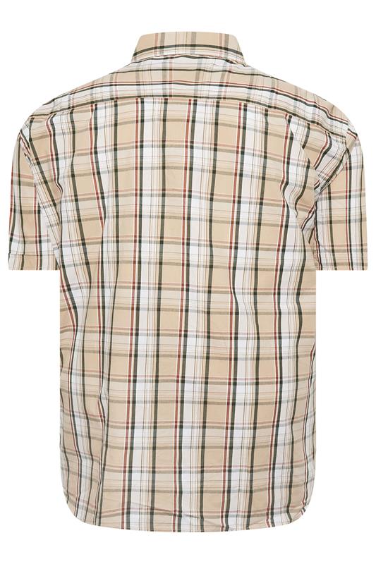 KAM Big & Tall Stone Brown Check Short Sleeve Shirt | BadRhino 4