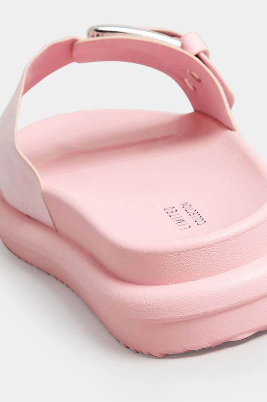 Pink Buckle Strap Mule Sandals In Wide E Fit & Extra Wide EEE Fit | Yours Clothing 4
