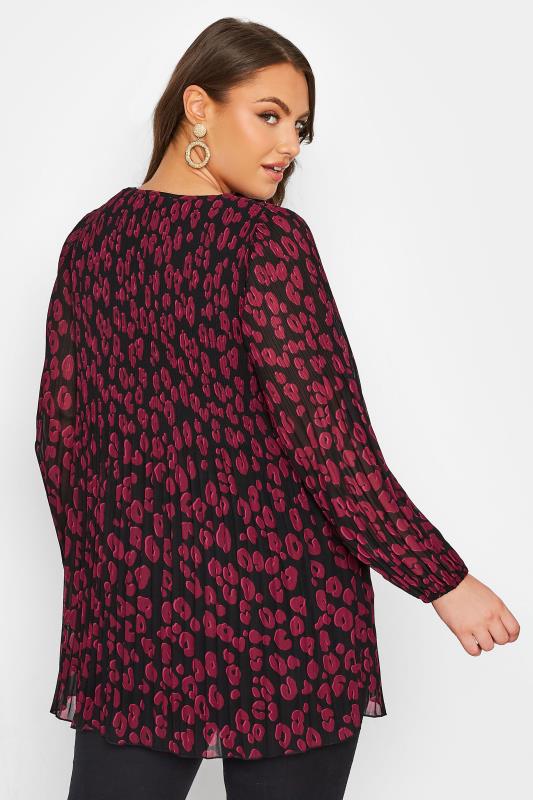 YOURS LONDON Plus Size Red Leopard Print Pleat Blouse | Yours Clothing 4