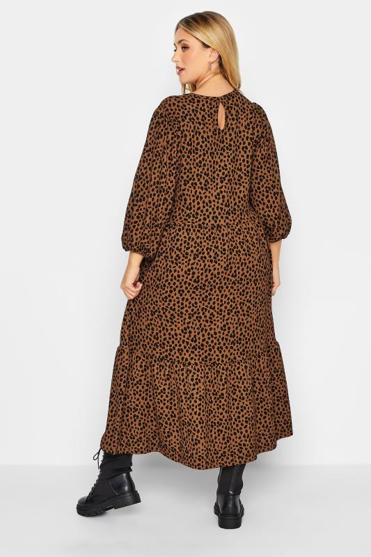 Plus Size Brown & Black Animal Print Frill Maxi Dress | Yours Clothing 3