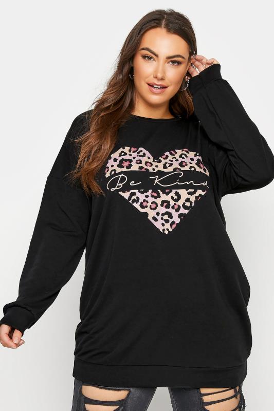 LIMITED COLLECTION Black 'Be Kind' Leopard Print Sweatshirt_A.jpg