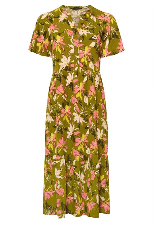 EVANS Plus Size Green Floral Tiered Dress | Evans 6