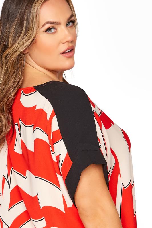 Red Abstract Dipped Hem Tunic Top_D.jpg